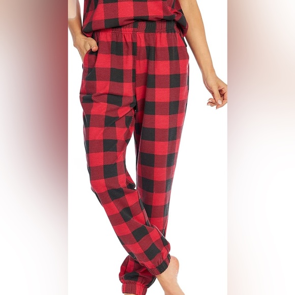 Mud Pie Potter Women’s Short Sleeve Matching Pajama PJ’s Set Buffalo Plaid XL - Picture 6 of 11